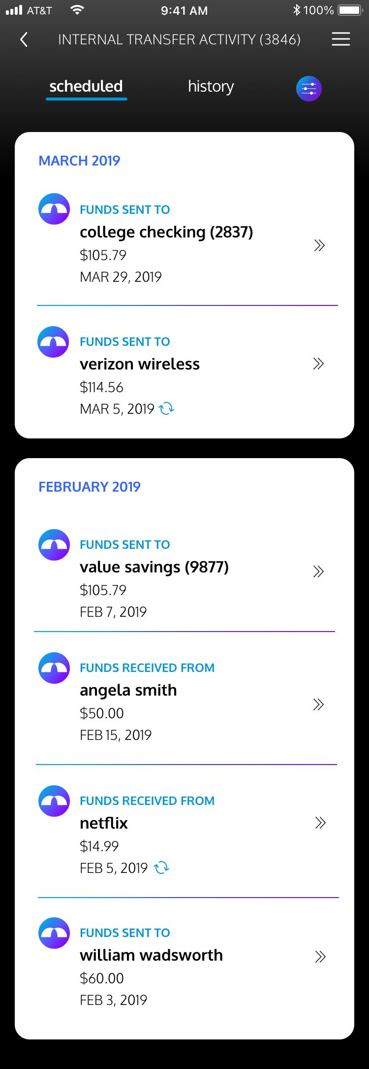 Redesigned transfers with explicit fields and scheduling controls