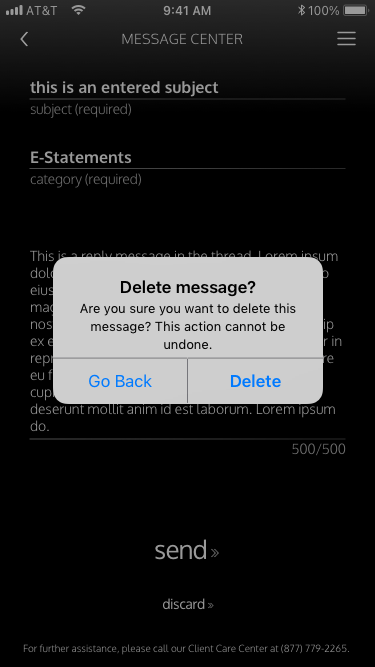 Confirmation dialog before deleting a drafted message